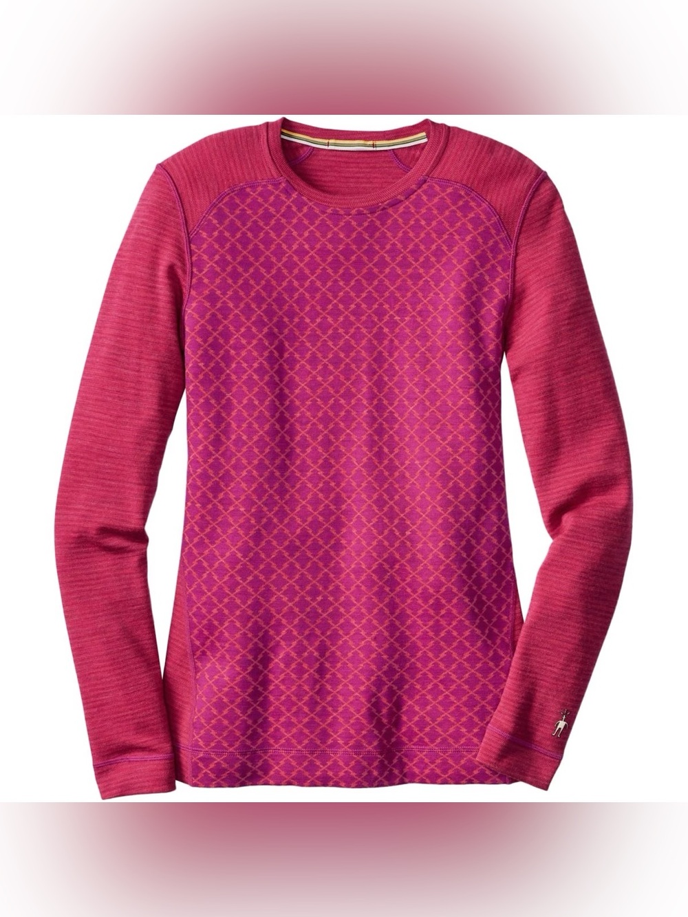 Smartwool Merino 250 Base Layer Crew Magenta Orange Geometric M Rare Color Hygge